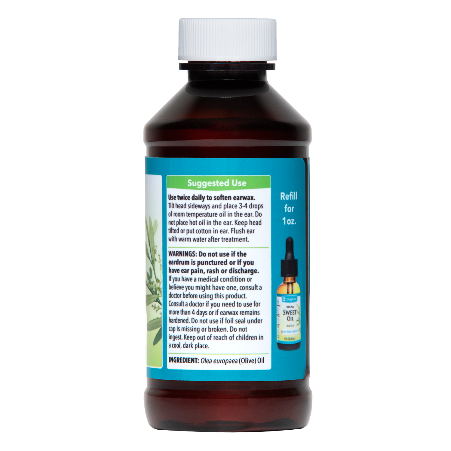De La Cruz 100% Pure Sweet Oil, for Softening Ear Wax, 4 FL. OZ. (118 mL)
