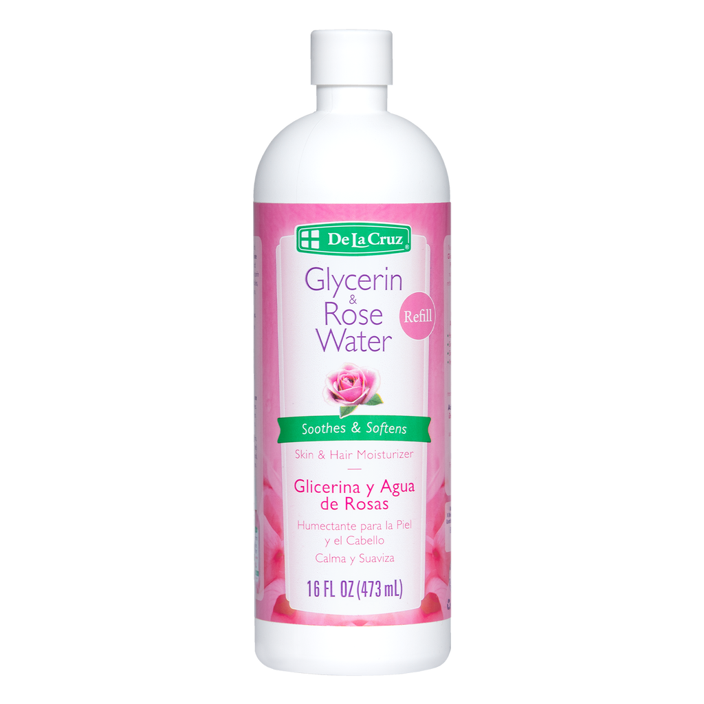 De la Cruz® Glicerina y Agua de Rosas Hidratante para Piel y Cabello Repuesto 16 FL. OZ. (473mL)