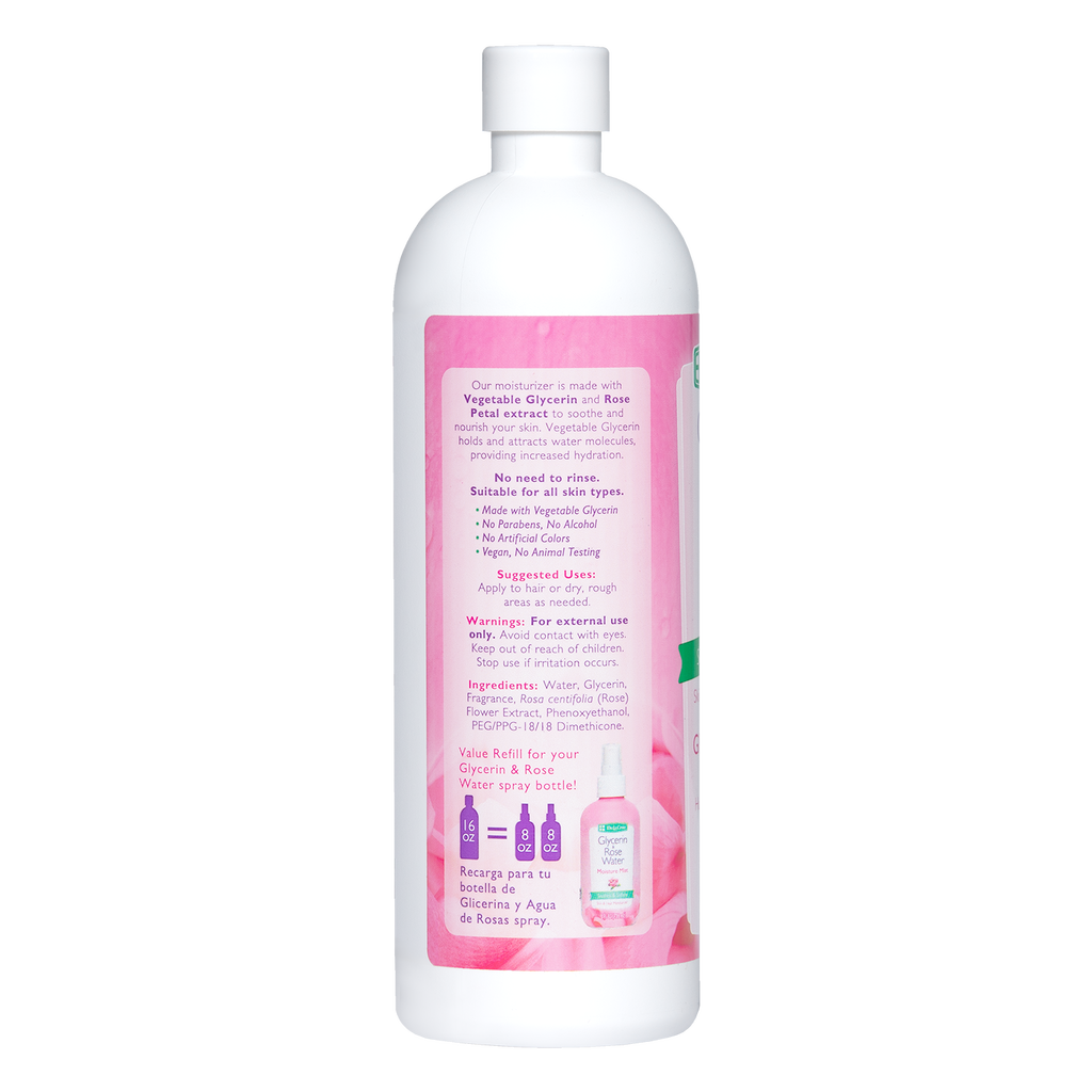De la Cruz® Glicerina y Agua de Rosas Hidratante para Piel y Cabello Repuesto 16 FL. OZ. (473mL)