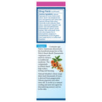 A vertical informational card about Earth's Care Hemorrhoid Cream , showing a 'Drug Facts' panel at the top with ingredients listed, and an 'Origins' section below with text and a small illustration of a witch hazel flower.