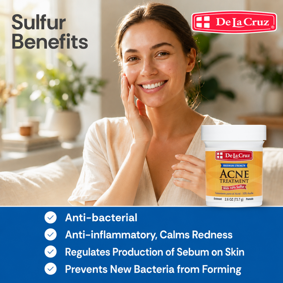 De La Cruz® Acne Treatment Maximum Strength with 10% Sulfur 2.6 OZ