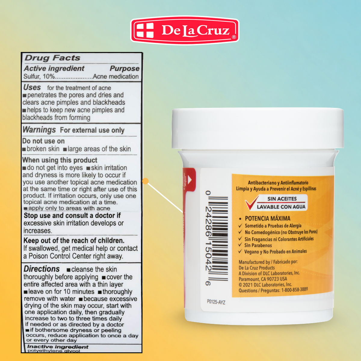 De La Cruz® Acne Treatment Maximum Strength with 10% Sulfur 2.6 OZ