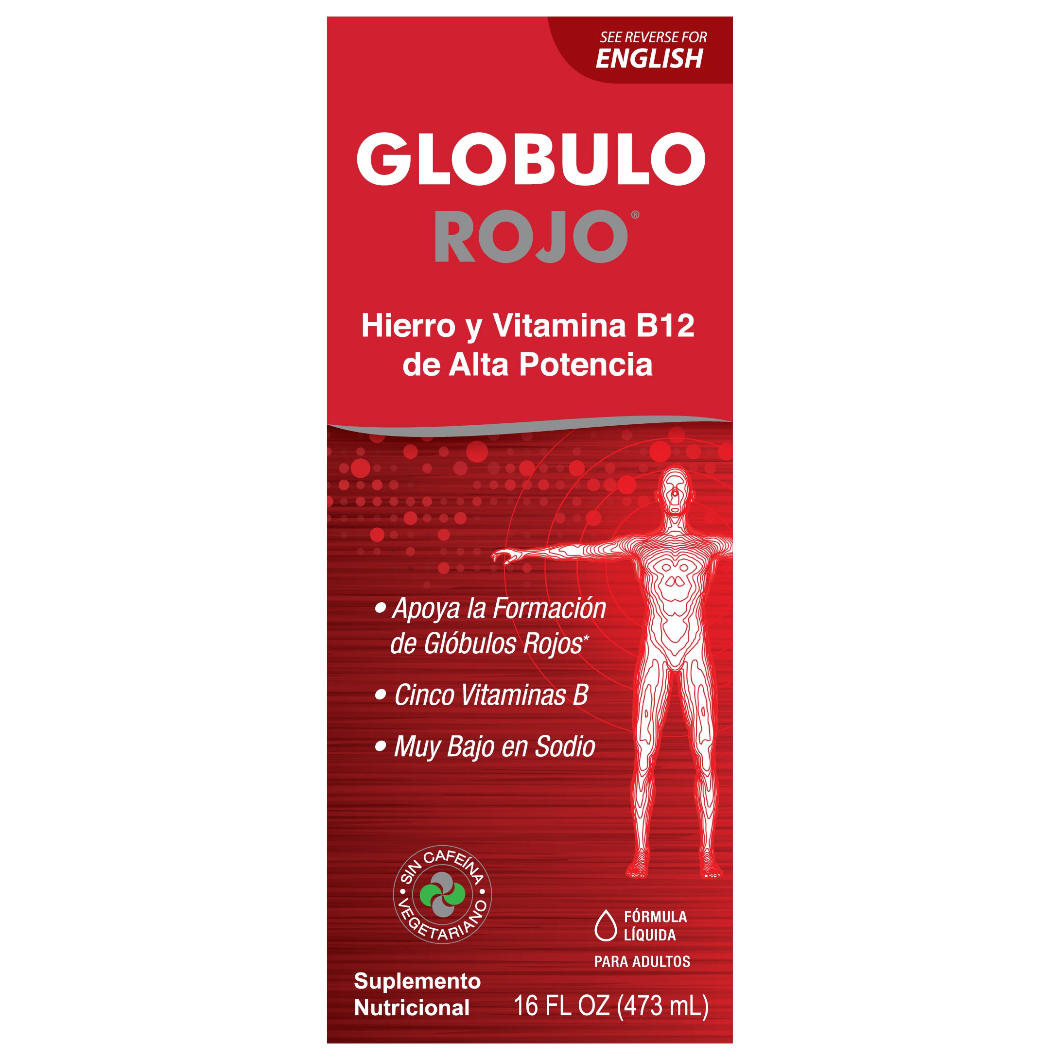 Globulo Rojo® Liquid Dietary Supplement with High Potency Iron & B Vitamins 16 FL OZ (473 mL)