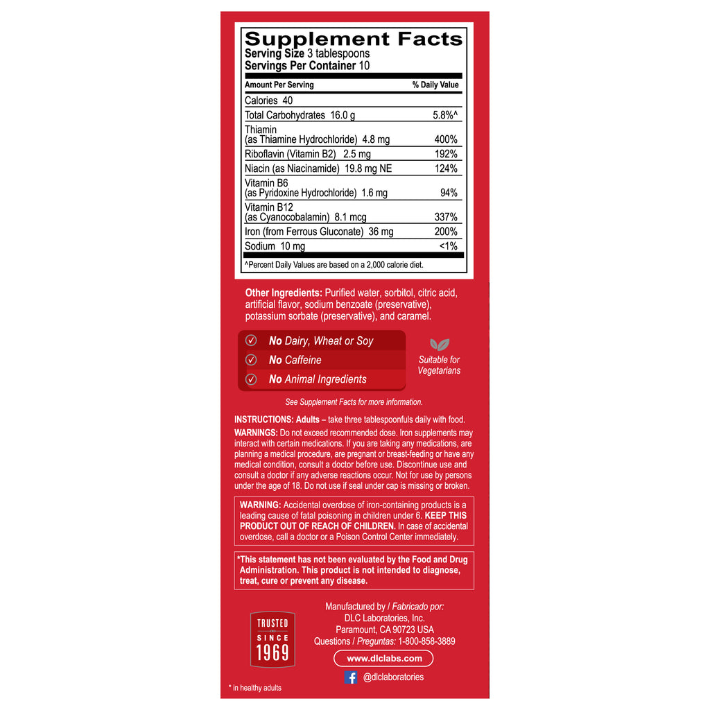 Globulo Rojo® Liquid Dietary Supplement with High Potency Iron & B Vitamins 16 FL OZ (473 mL)