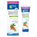 Earth's Care Hemorrhoid Cream tube shown next to it's box package.