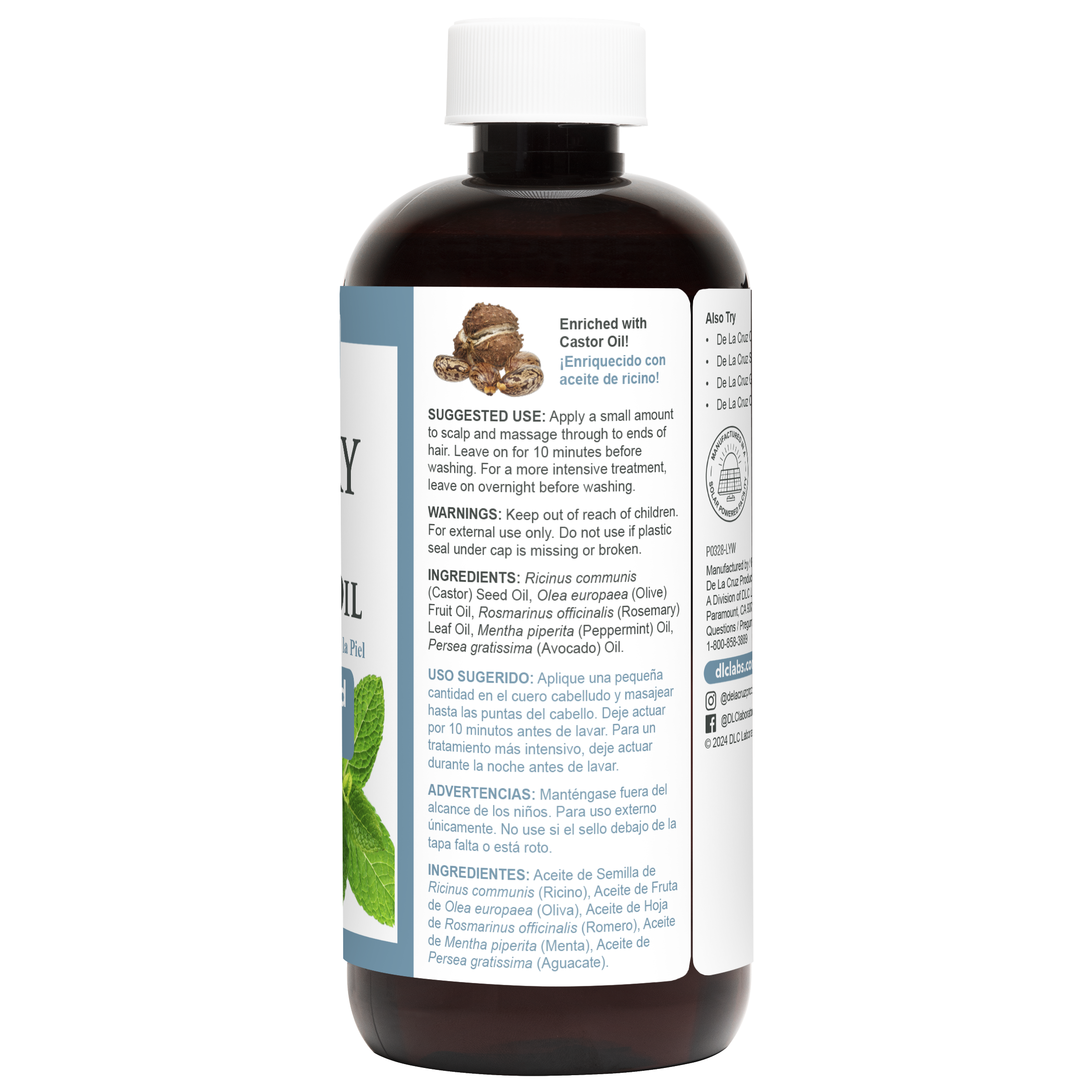 De La Cruz® Rosemary Mint Hair & Scalp Oil Blend 16 FL. OZ. (473 mL)