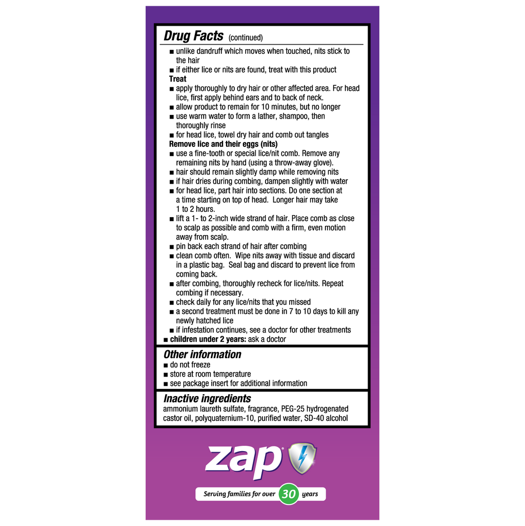 ZAP® Champú para eliminar piojos 4 FL OZ (118 mL)