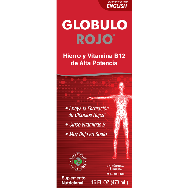 Globulo Rojo® Suplemento Dietético Líquido con Hierro de Alta Potencia y Vitaminas B 16 FL OZ (473 mL)