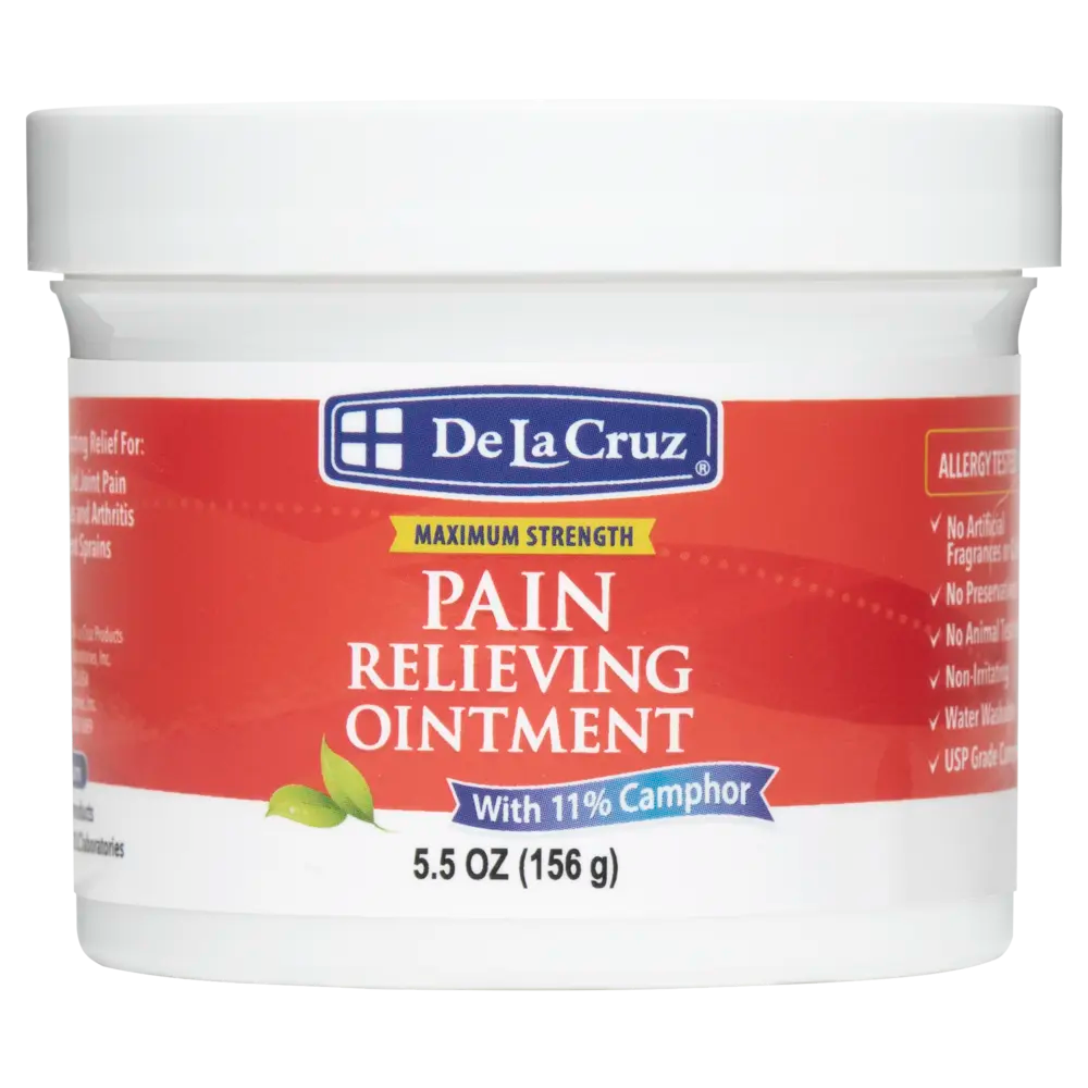 De La Cruz® Ungüento para Aliviar el Dolor Máxima Potencia con 11% Alcanfor 5.5 oz (156 g)