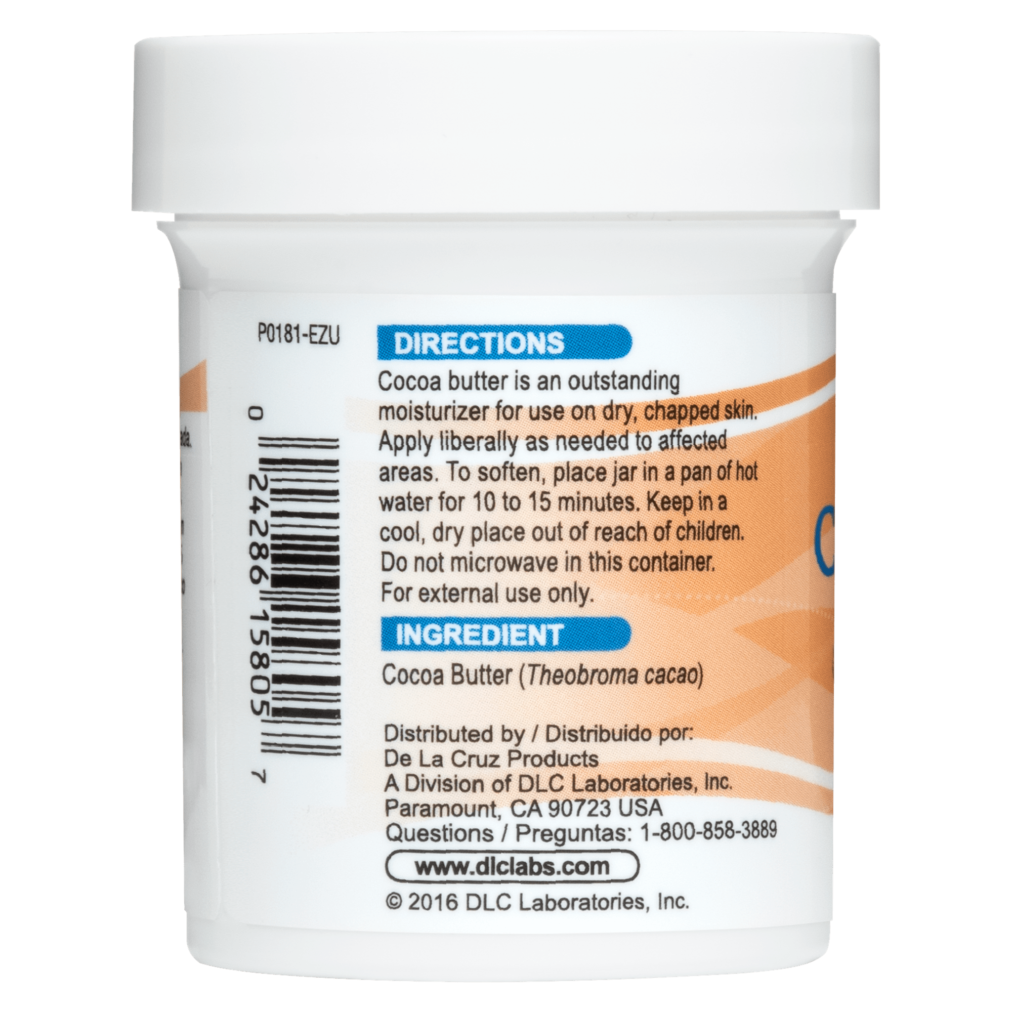 De La Cruz® Manteca de Cacao 100% Pura y Natural 2 OZ. (56.7 g)