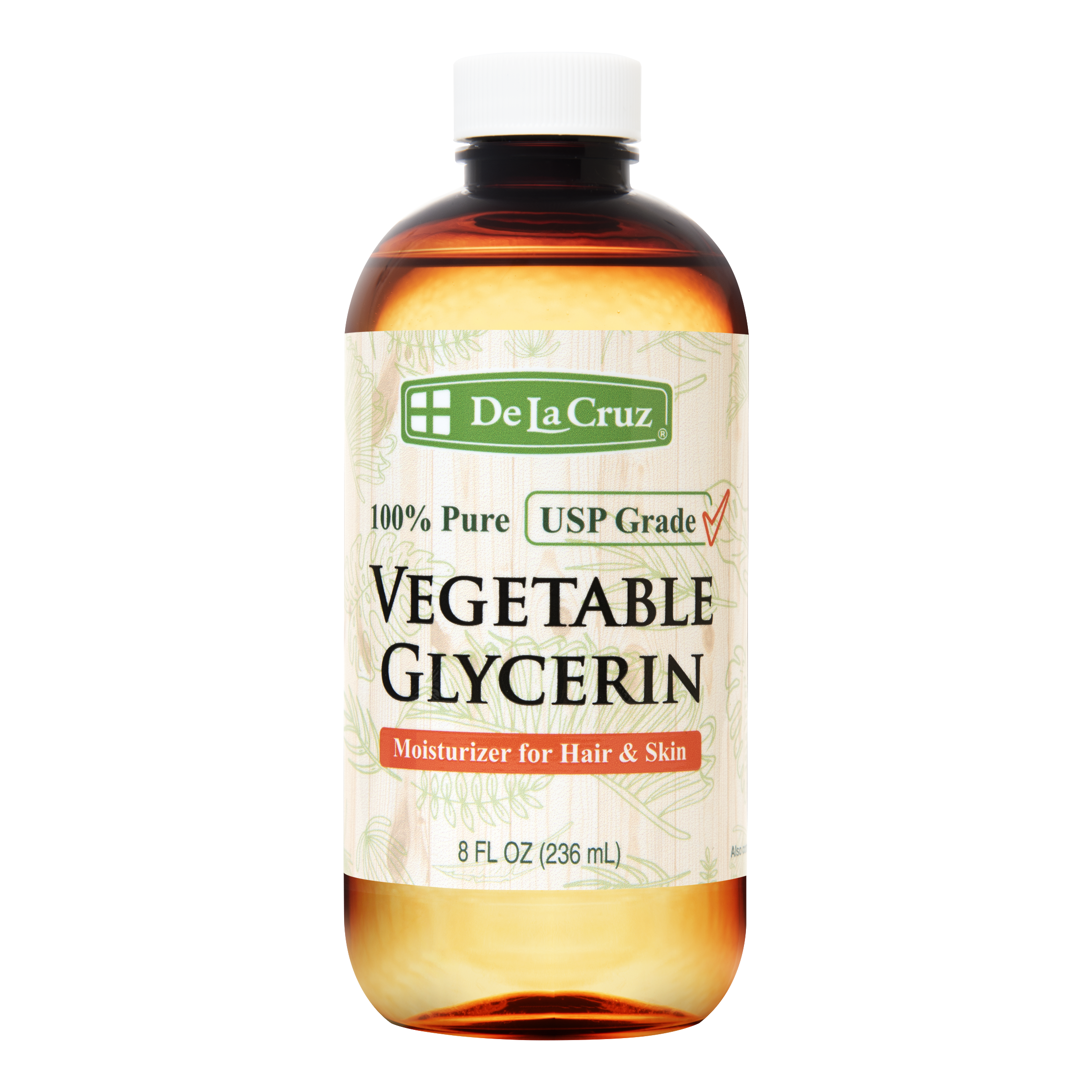 De La Cruz® 100% Pure Vegetable Glycerin, USP Grade 8 FL. OZ. (236 mL)