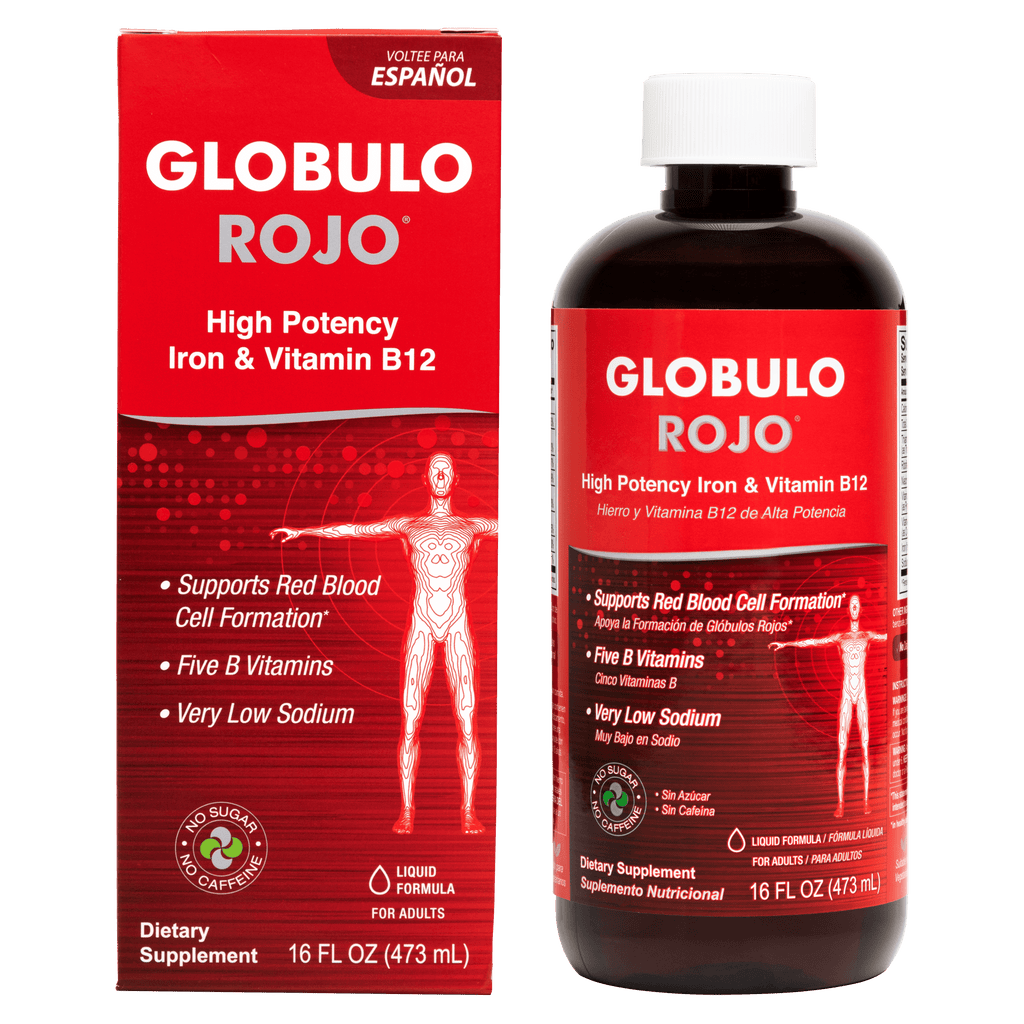 Globulo Rojo® Suplemento Dietético Líquido con Hierro de Alta Potencia y Vitaminas B 16 FL OZ (473 mL)