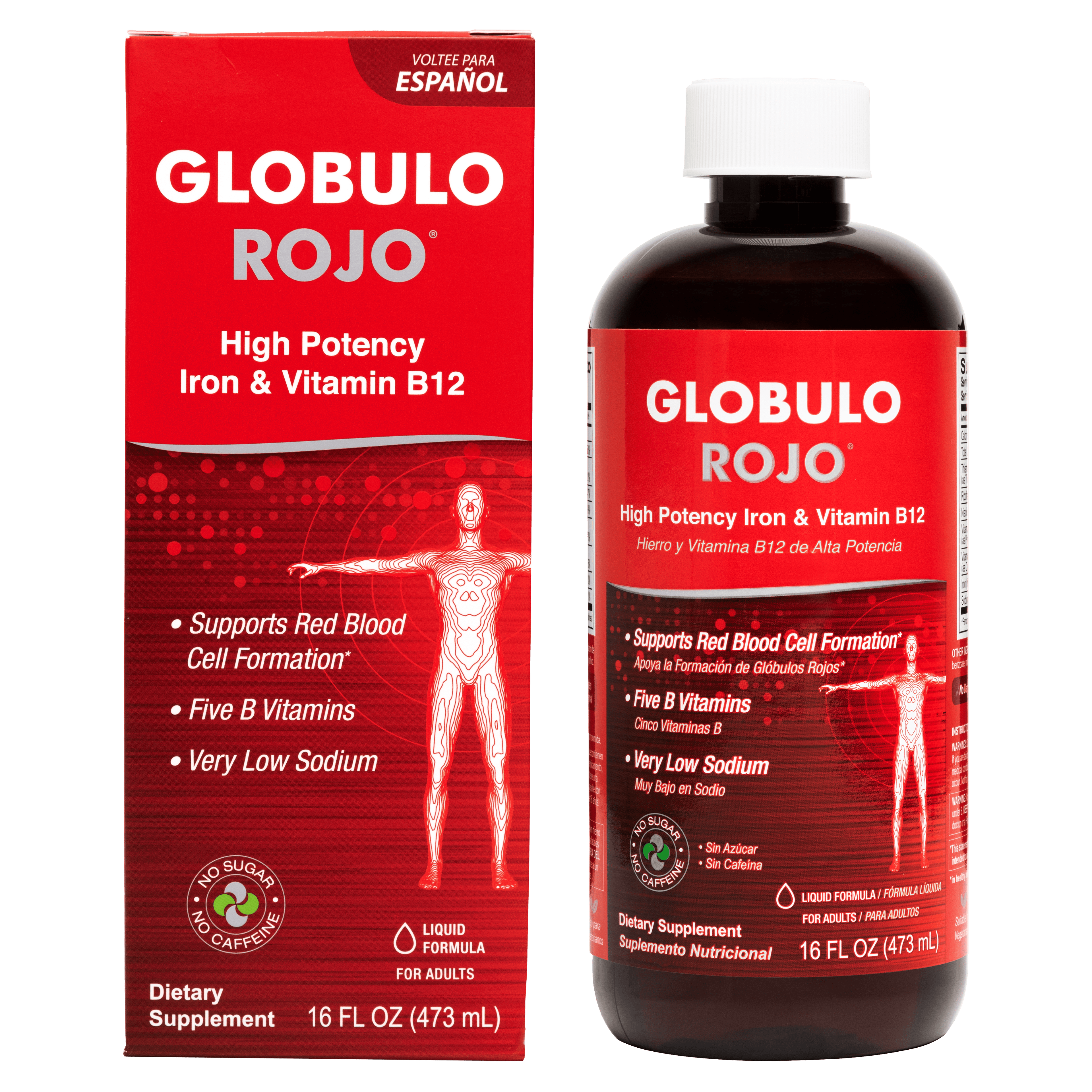 Globulo Rojo® Liquid Dietary Supplement with High Potency Iron & B Vitamins 16 FL OZ (473 mL)