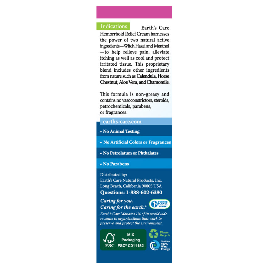 Earth's Care® Crema para el alivio de las hemorroides 1 OZ (28 g)