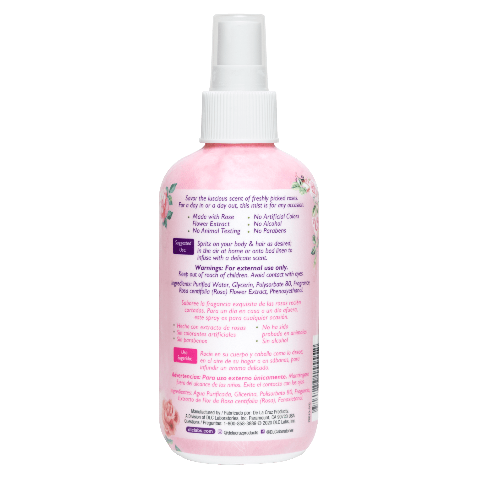 De La Cruz® Rociador corporal de agua de rosas 8 FL. OZ. (236 ml)