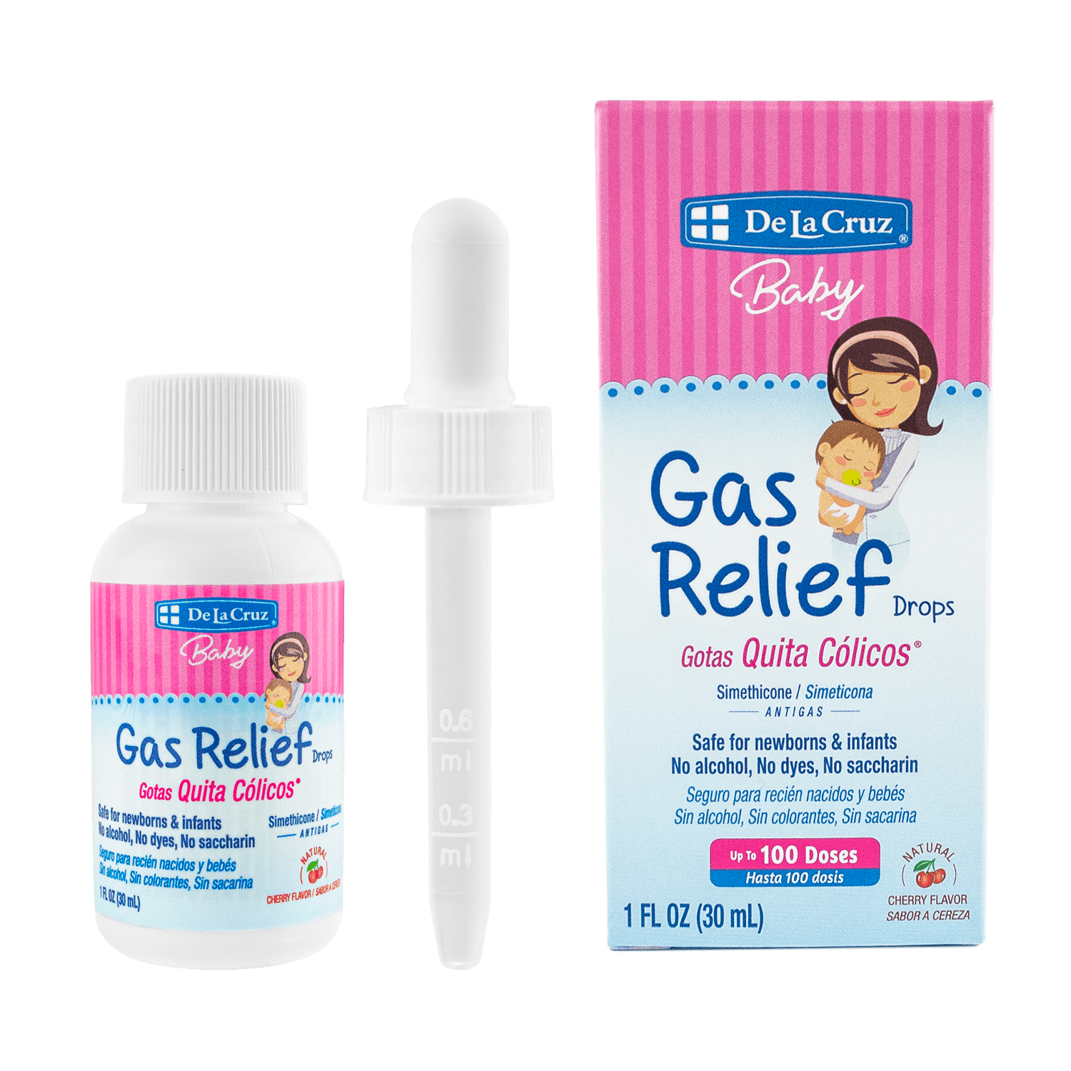 De La Cruz® Gotas para Alivio de Gases sin Colorantes para Bebés (Quita Cólicos®) 1 FL. OZ. (30 mL)