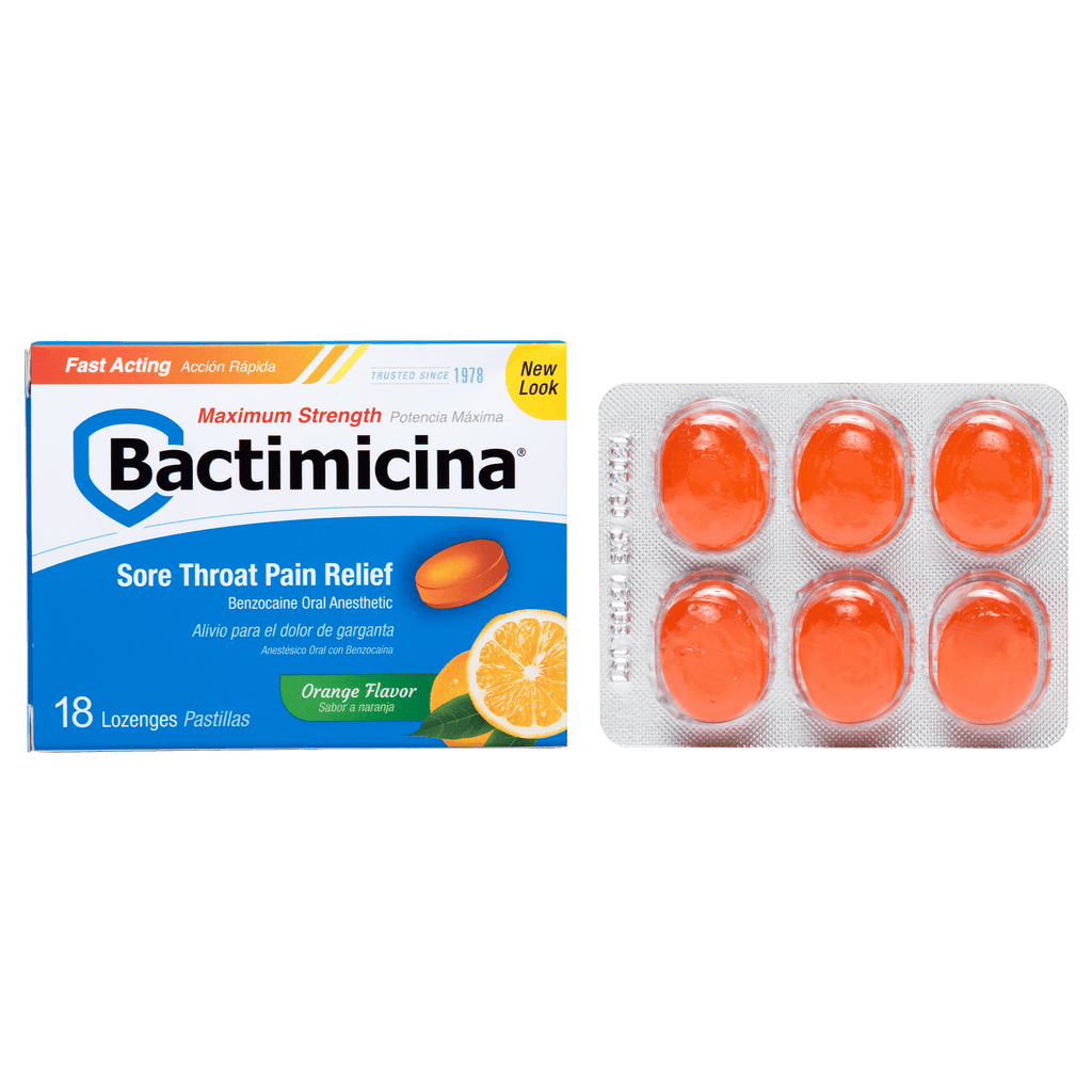 Bactimicina® Pastillas para el Alivio del Dolor de Garganta Máxima Fuerza 18 u.