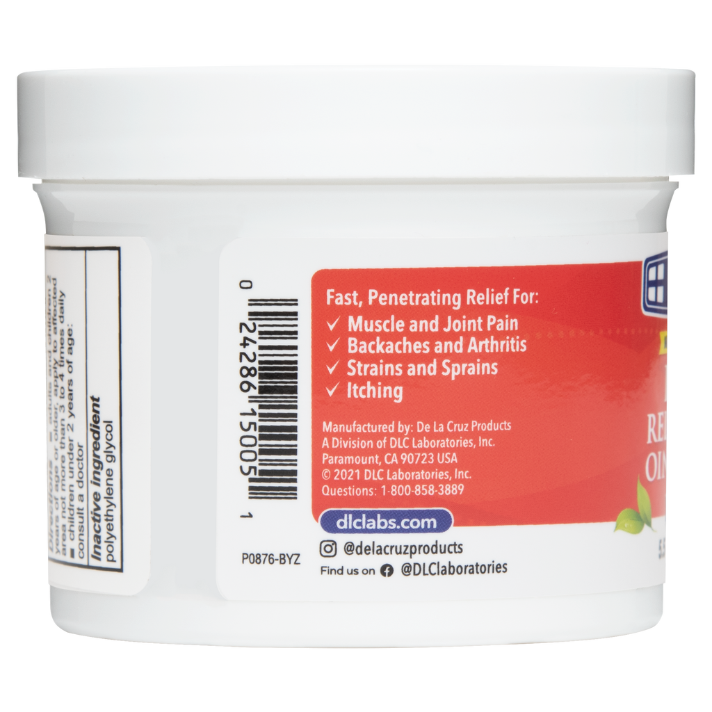 De La Cruz® Ungüento para Aliviar el Dolor Máxima Potencia con 11% Alcanfor 5.5 oz (156 g)
