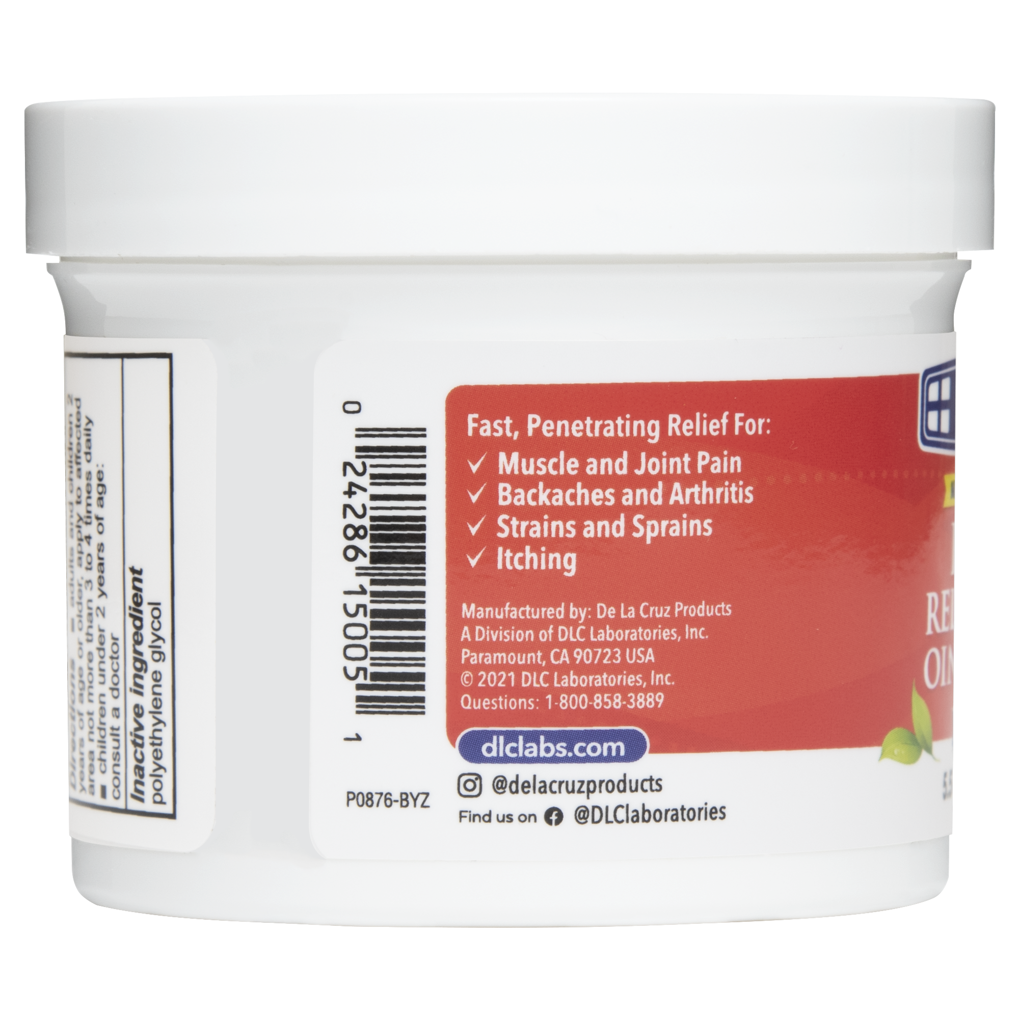 De La Cruz® Ungüento para Aliviar el Dolor Máxima Potencia con 11% Alcanfor 5.5 oz (156 g)