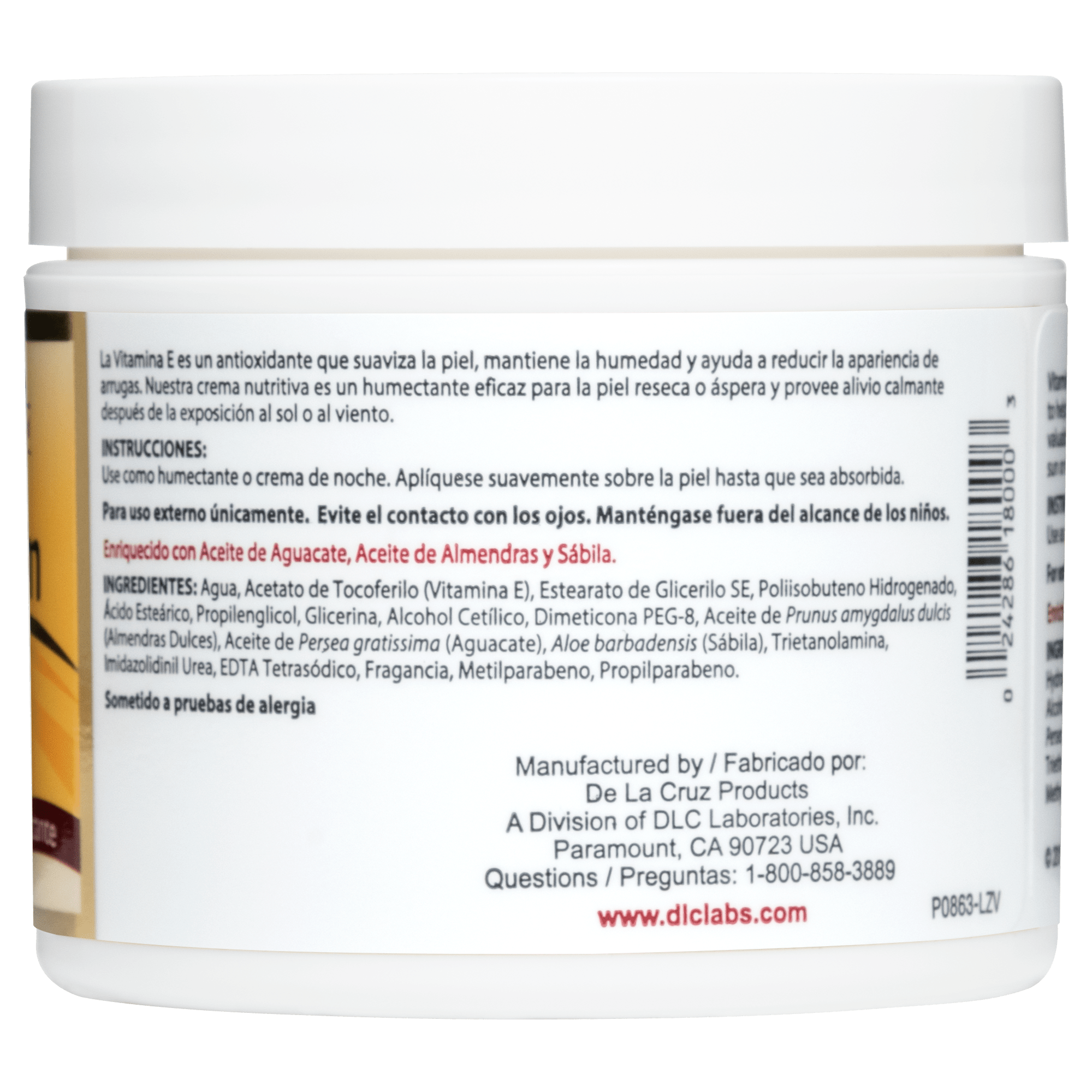 De La Cruz® Vitamin E Cream 4 OZ. (114 g)