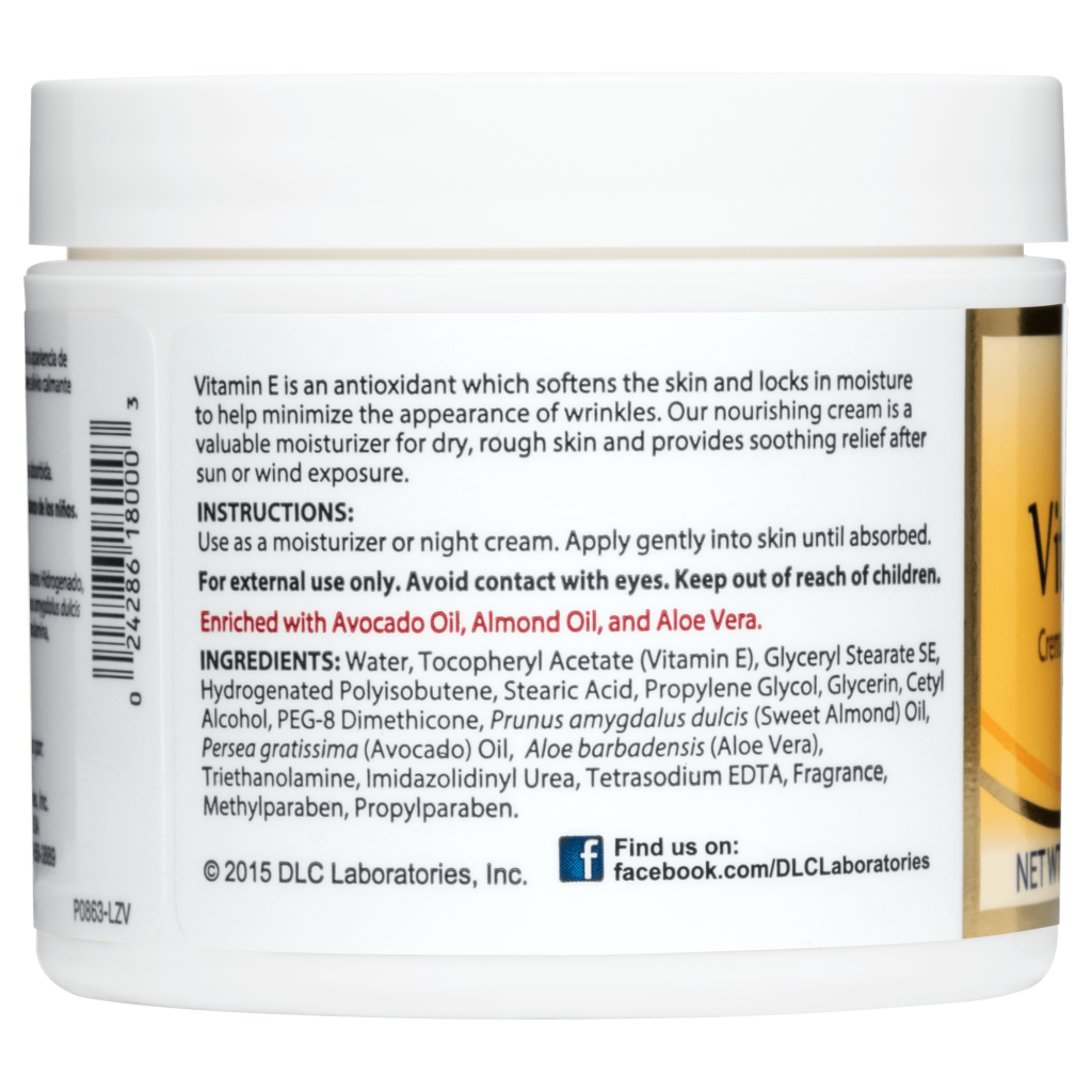 De La Cruz® Vitamin E Cream 4 OZ. (114 g)