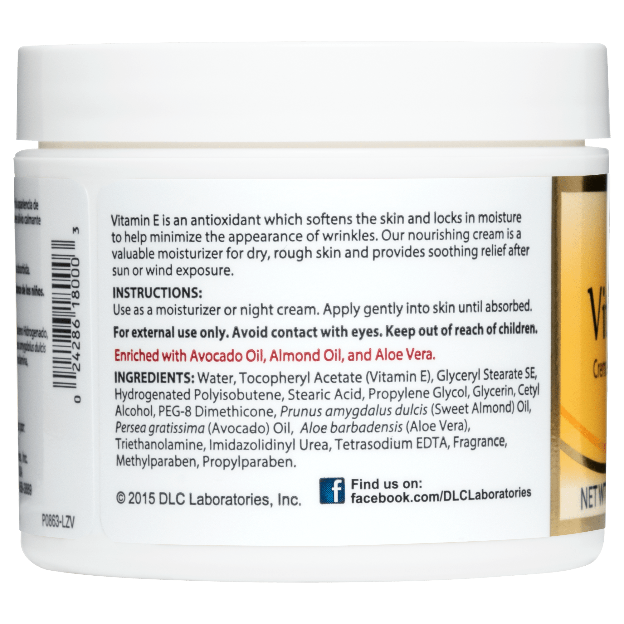 De La Cruz® Vitamin E Cream 4 OZ. (114 g)