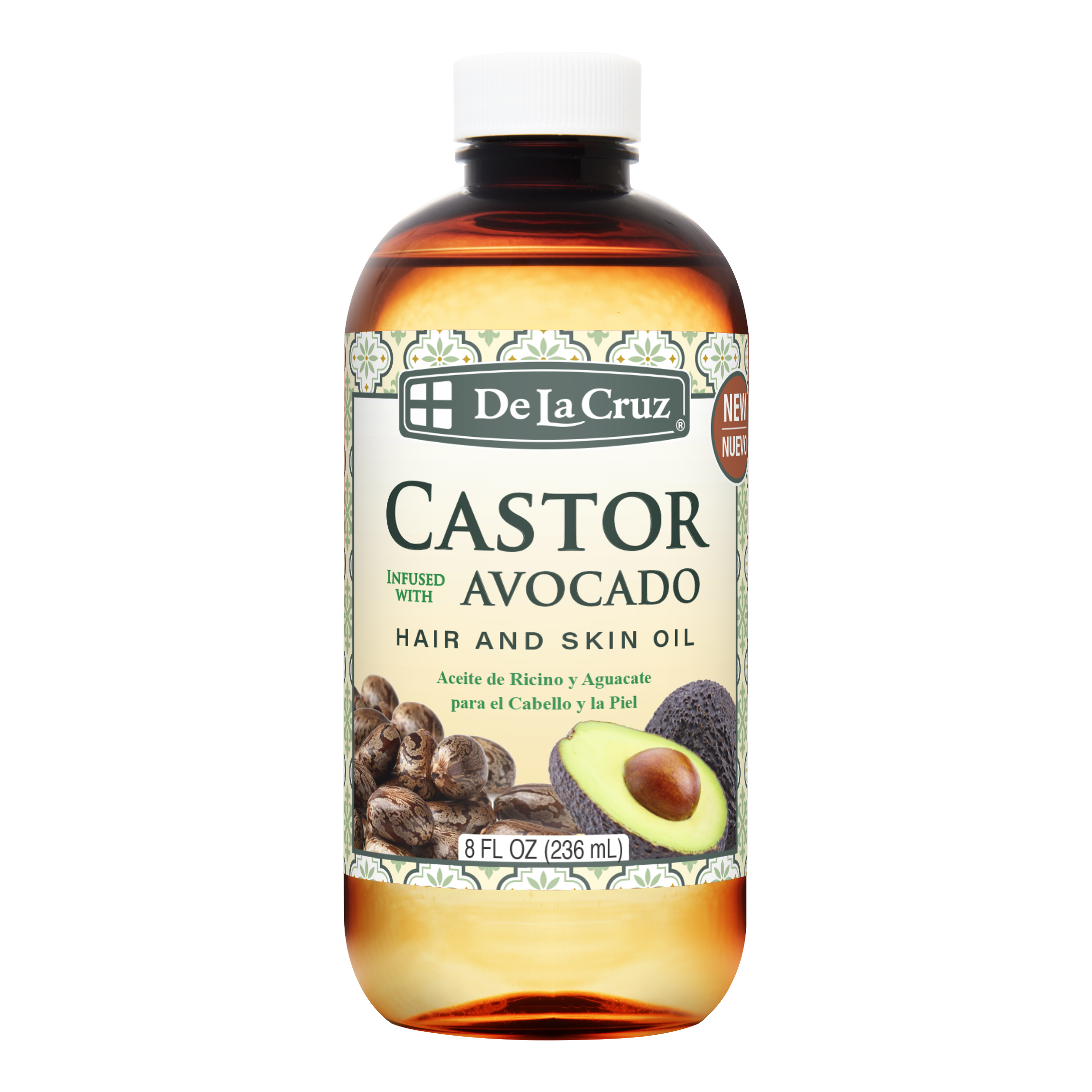 De La Cruz® Castor Infused with Avocado Hair and Skin Oil 8 FL. OZ
