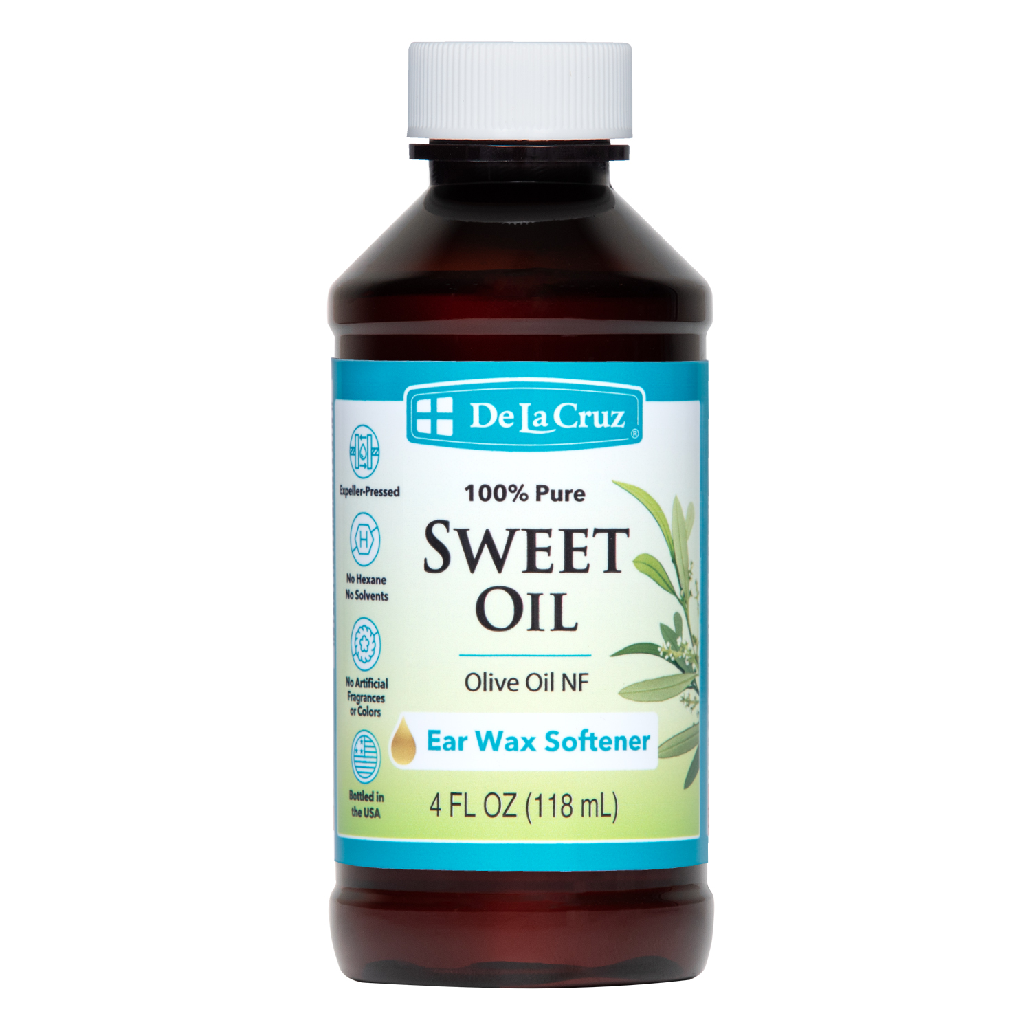 De La Cruz 100% Pure Sweet Oil, for Softening Ear Wax, 4 FL. OZ